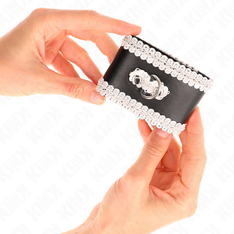 KINK - ESPOSAS NEGRAS CON ENCAJE DECORATIVO BLANCO AJUSTABLES 20-23 CM X 5,5 CM