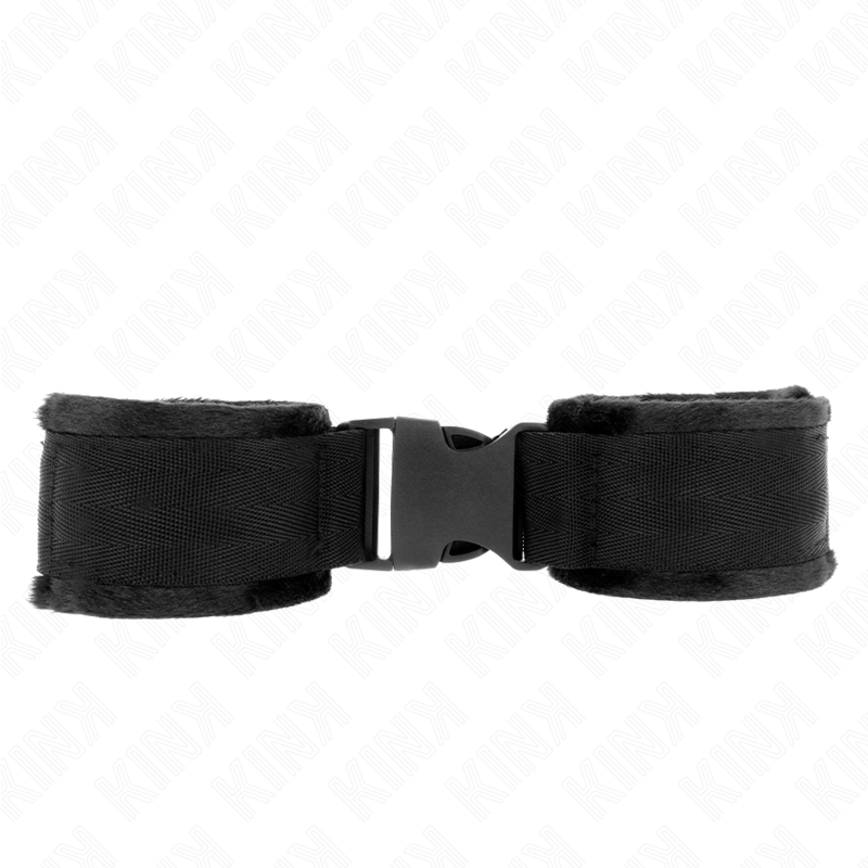 KINK - RED AND BLACK NYLON HOOK AND LOOP HANDCUFFS MODEL 1 ADJUSTABLE 25-35 CM X 6 CM