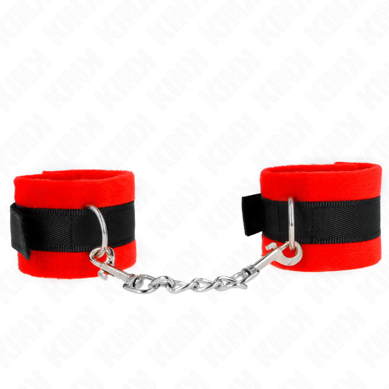 KINK - MUÑEQUERAS PARA PRINCIPIANTES DE PIEL NEGRO-ROJO 30 X 7 CM