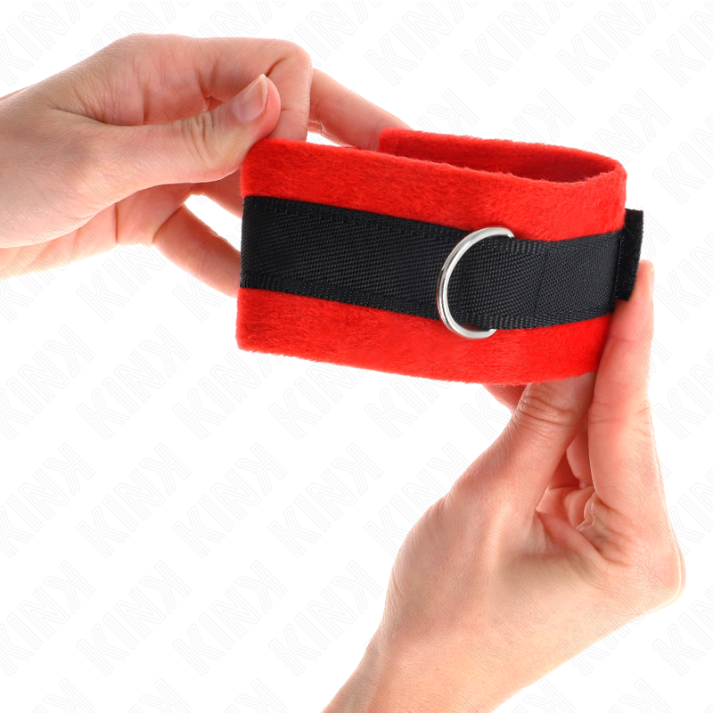 KINK - MUÑEQUERAS PARA PRINCIPIANTES DE PIEL NEGRO-ROJO 30 X 7 CM