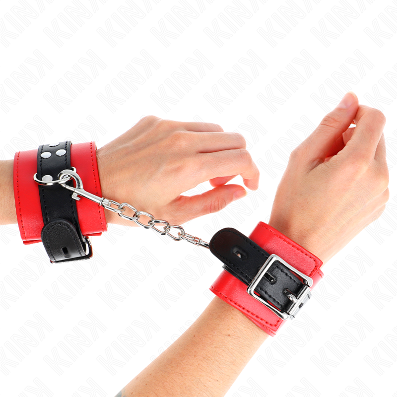 KINK - MANETTE ROSSE CON CINTURINO NERO REGOLABILE 17-28 CM X 6 CM