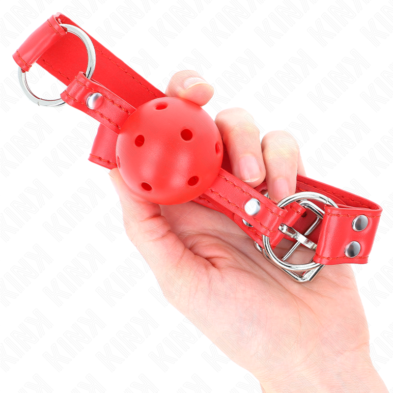KINK - GAG A PALLINA RIGIDO CAVO ROSSO COMPLETO 62 x 2 CM