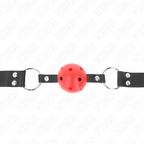 KINK - 4 CM BREATHING BALL GAG WITH DOUBLE RED RIVET 62.5 x 2.5 CM ADJUSTABLE 42-58 CM