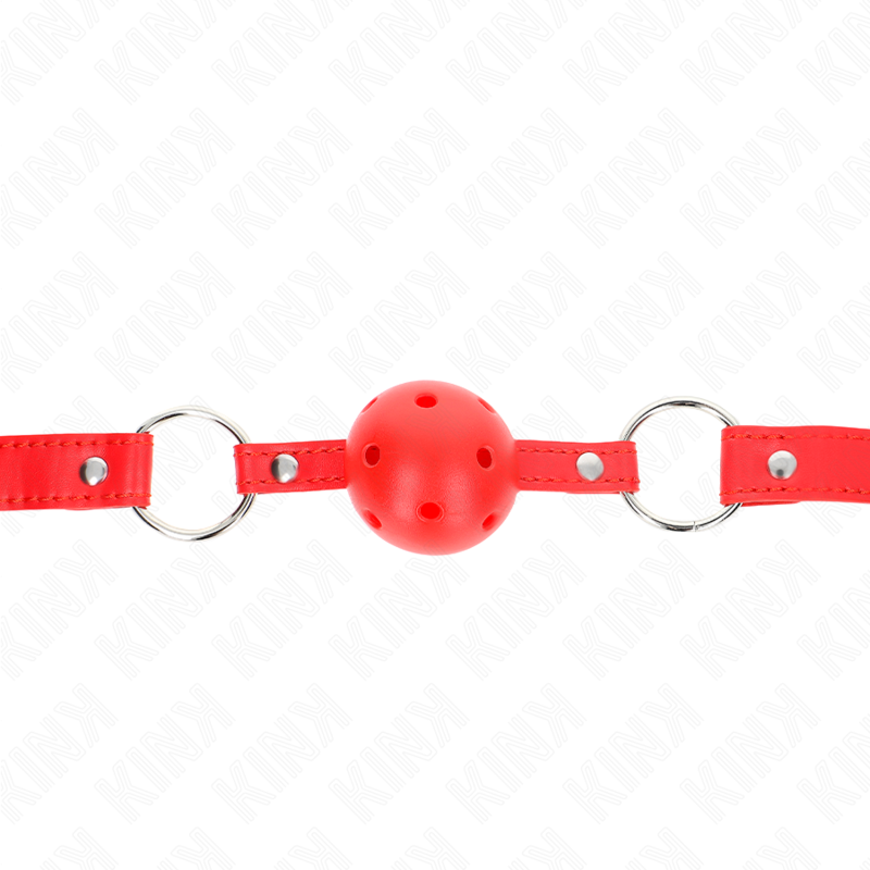 KINK - MORDAZA RESPIRABLE 4 CM CON DOBLE REMACHE MODELO 1 ROJO 62,5 x 2,5 CM AJUSTABLE 42-58 CM