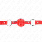 KINK - MORDAZA RESPIRABLE 4 CM CON DOBLE REMACHE MODELO 1 ROJO 62,5 x 2,5 CM AJUSTABLE 42-58 CM