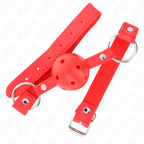 KINK - MORDAZA RESPIRABLE 4 CM CON DOBLE REMACHE MODELO 1 ROJO 62,5 x 2,5 CM AJUSTABLE 42-58 CM