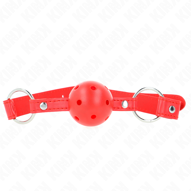 KINK - MORDAZA RESPIRABLE 4 CM CON DOBLE REMACHE MODELO 1 ROJO 62,5 x 2,5 CM AJUSTABLE 42-58 CM