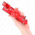 KINK - MORDAZA RESPIRABLE 4 CM CON DOBLE REMACHE MODELO 1 ROJO 62,5 x 2,5 CM AJUSTABLE 42-58 CM