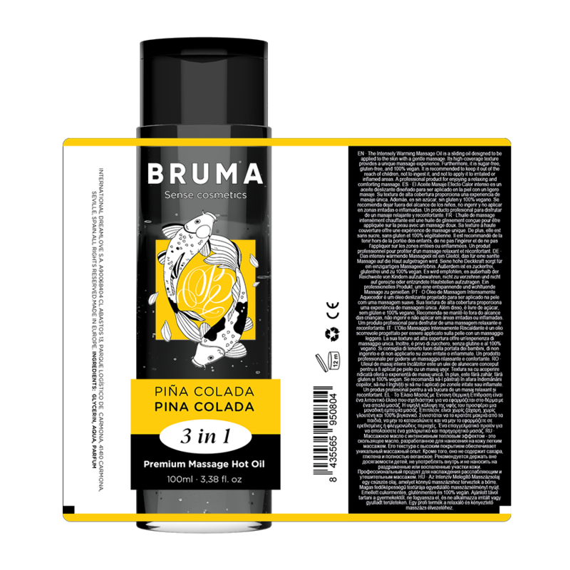 BRUMA - OLIO DA MASSAGGIO PREMIUM EFFETTO CALORE GUSTO PINA COLADA 3 IN 1 - 100 ML