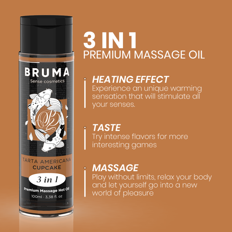 BRUMA - CUPCAKE FLAVORED 3-IN-1 PREMIUM WARMING MASSAGE OIL - 100 ML