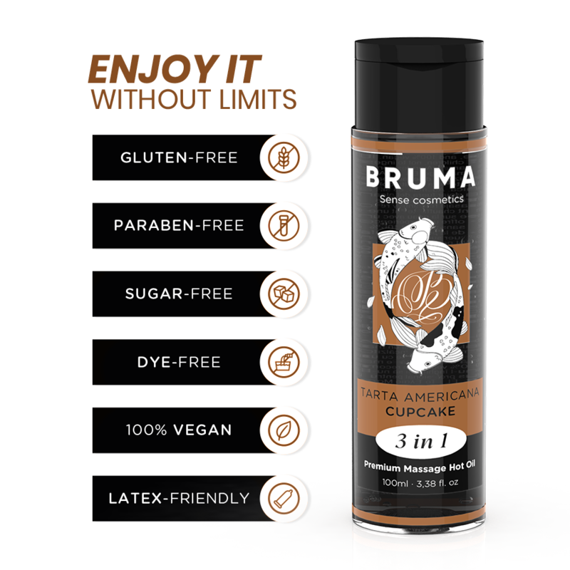 BRUMA - CUPCAKE FLAVORED 3-IN-1 PREMIUM WARMING MASSAGE OIL - 100 ML