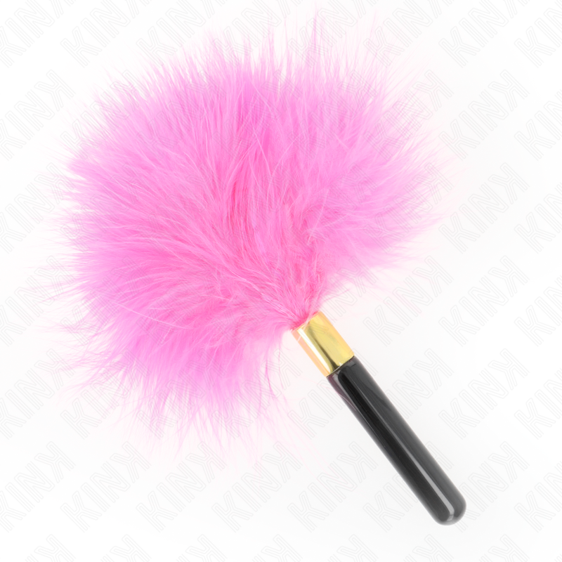 KINK - PLUMAS COSQUILLEO DE METAL DORADO FUCSIA 18 CM