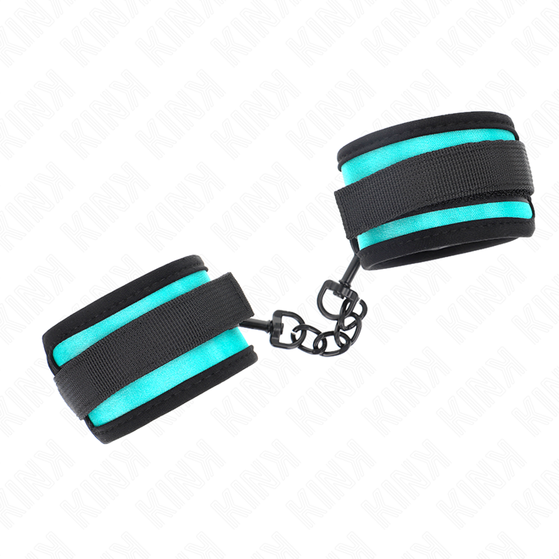 KINK - ADJUSTABLE HOOK AND LOOP NYLON WRIST RESTRAINTS BLACK-BLUE 18-32 CM X 5 CM