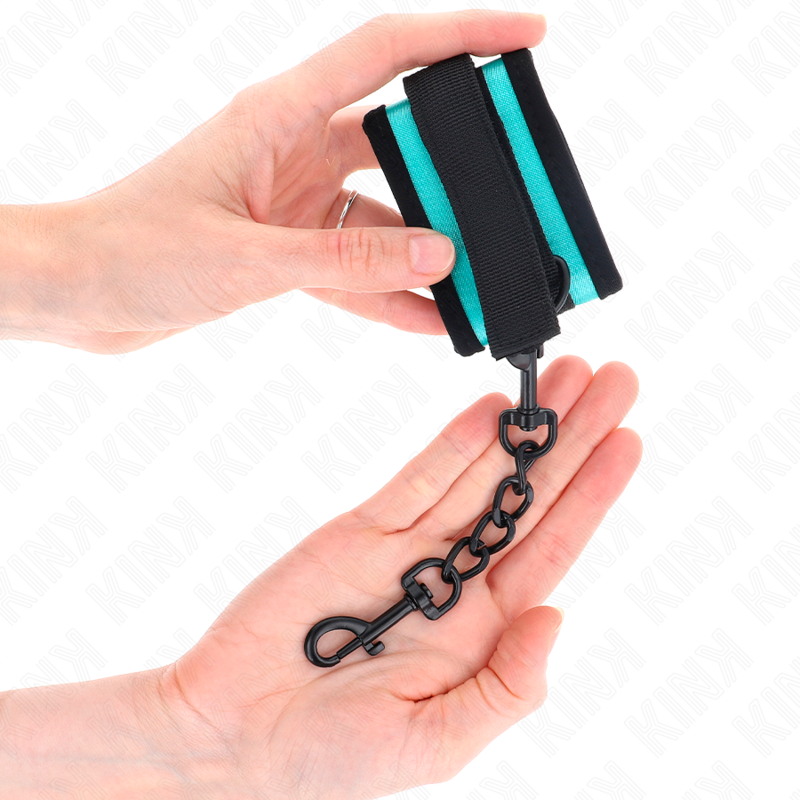 KINK - ADJUSTABLE HOOK AND LOOP NYLON WRIST RESTRAINTS BLACK-BLUE 18-32 CM X 5 CM