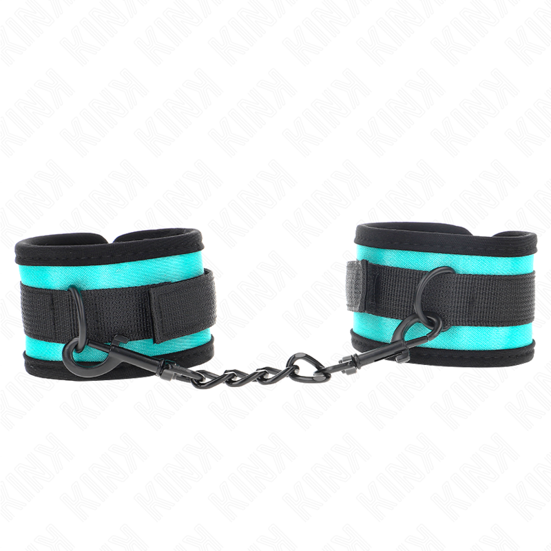 KINK - ADJUSTABLE HOOK AND LOOP NYLON WRIST RESTRAINTS BLACK-BLUE 18-32 CM X 5 CM