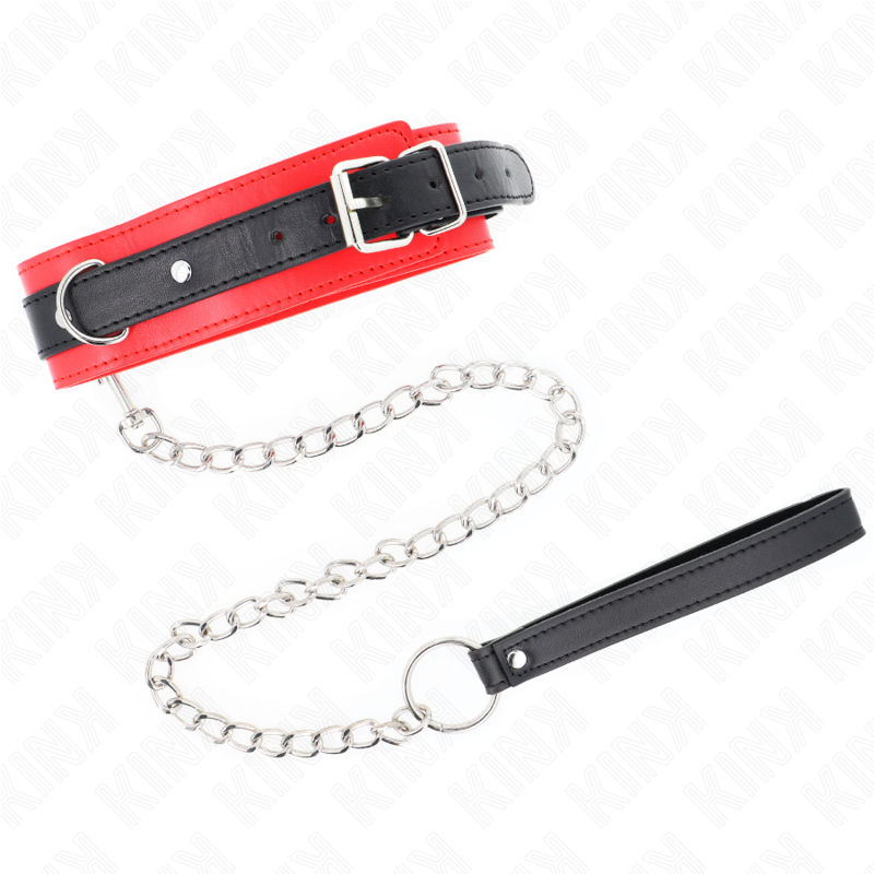 KINK - COLLARE MODELLO BASIC CON GUINZAGLIO 65 CM MODELLO 3 ROSSO 53 X 5 CM