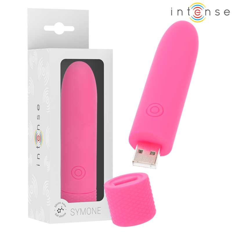 INTENSE - SYMONE BULLET RECHARGEABLE USB VIBRATOR 8 VIBRATIONS PINK 10 X 2.2 CM