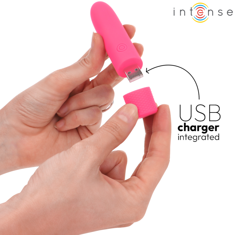 INTENSE - SYMONE BULLET RECHARGEABLE USB VIBRATOR 8 VIBRATIONS PINK 10 X 2.2 CM