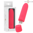 INTENSE - VIBRADOR TIPO BALA SYMONE RECARGABLE POR USB, 8 VIBRACIONES, ROJO, 10 X 2,2 CM