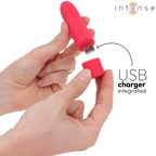 INTENSE - VIBRADOR TIPO BALA SYMONE RECARGABLE POR USB, 8 VIBRACIONES, ROJO, 10 X 2,2 CM