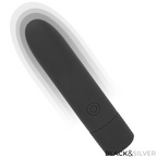 BLACK & SILVER - VIBRADOR TIPO BALA GERI RECARGABLE POR USB, 8 VIBRACIONES, NEGRO, 10 X 2,2 CM