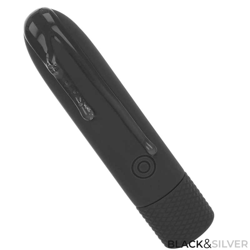 BLACK & SILVER - VIBRADOR TIPO BALA GERI RECARGABLE POR USB, 8 VIBRACIONES, NEGRO, 10 X 2,2 CM