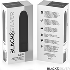 BLACK & SILVER - VIBRADOR TIPO BALA GERI RECARGABLE POR USB, 8 VIBRACIONES, NEGRO, 10 X 2,2 CM