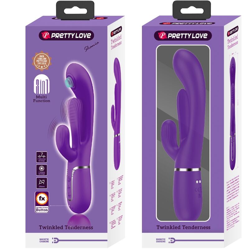 PRETTY LOVE - SHANIA VIBRADOR MULTIFUNCIÓN DE CONEJO TRIPLE VIOLETA