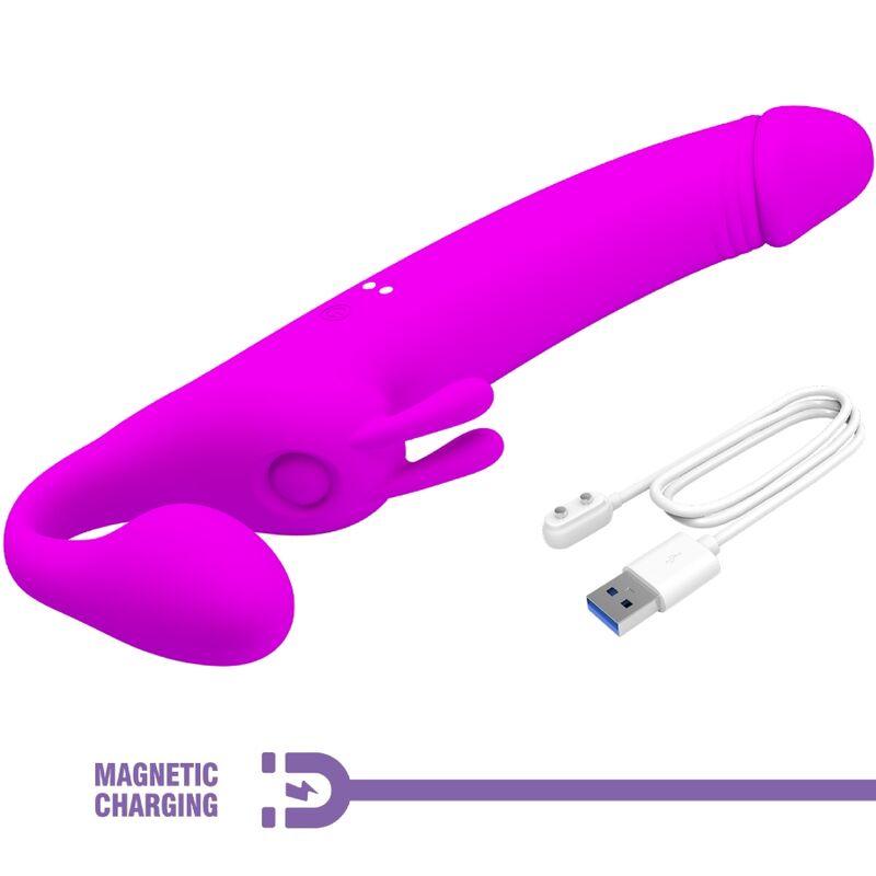 PRETTY LOVE - ZANINI STRAP-ON SIN TIRANTES 10 VIBRACIONES VIOLETA