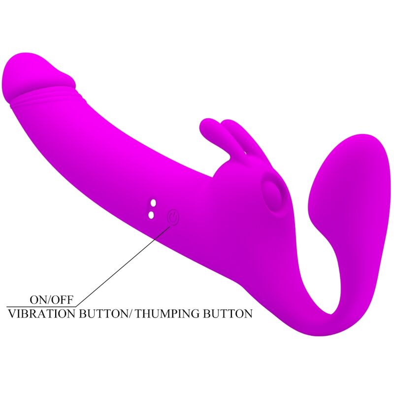 PRETTY LOVE - ZANINI STRAP-ON SIN TIRANTES 10 VIBRACIONES VIOLETA