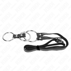 KINK - TRIPLE METAL COCK RING 3.8 CM TO 5 CM WITH LEATHER BELT 112 CM