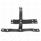 KINK - ANILLO PARA JAULA DE PENE DE CUERO CON SEPARADOR DE BOLAS AJUSTABLE