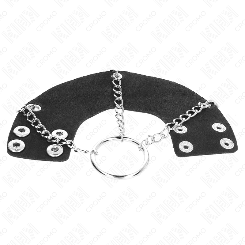 KINK - CHAINED COCK RING 4 CM 7 CM METAL WITH LEATHER BELT