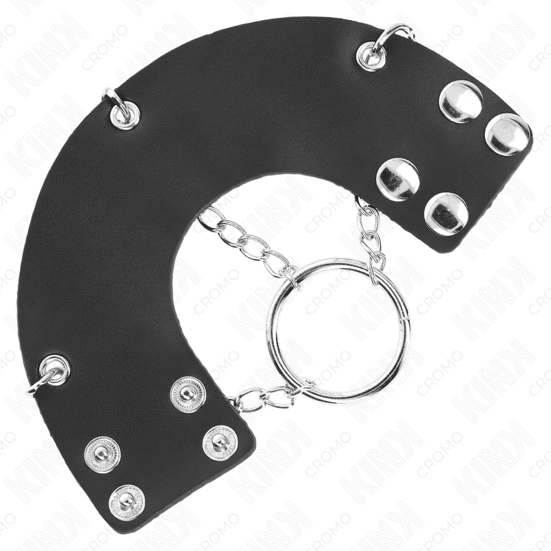 KINK - CHAINED COCK RING 4 CM 7 CM METAL WITH LEATHER BELT