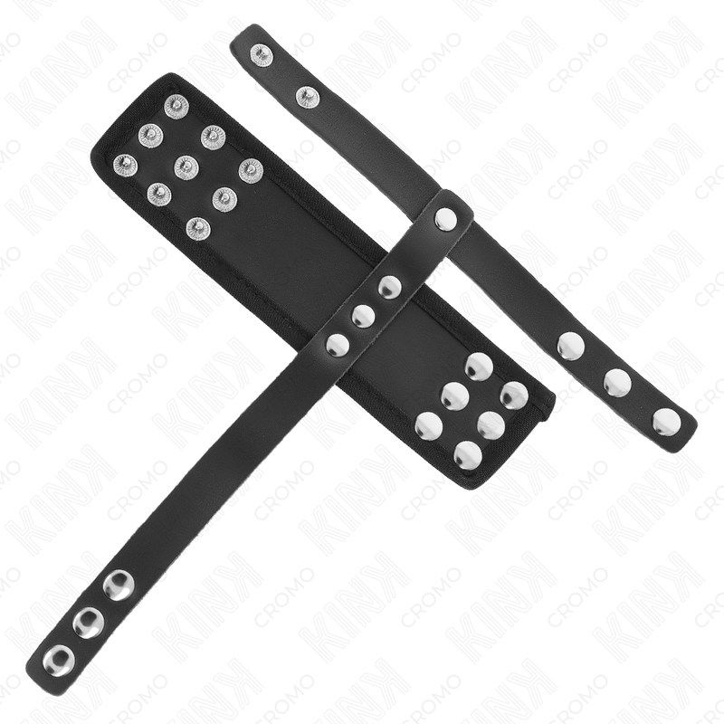 KINK - LEATHER PENIS CAGE RING WITH COATED ADJUSTABLE BALL SEPARATOR STRAP
