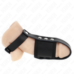 KINK - LEATHER PENIS CAGE RING WITH COATED ADJUSTABLE BALL SEPARATOR STRAP