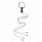 KINK - ANELLO PENIERO IN METALLO TRIPLA CROMATURA DA 3 CM A 4,5 CM CON CATENA IN METALLO DA 26 CM E PINZE PER TETTELATE