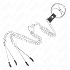 KINK - ANELLO PENIERO IN METALLO TRIPLA CROMATURA DA 3 CM A 4,5 CM CON CATENA IN METALLO DA 26 CM E PINZE PER TETTELATE