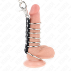 KINK - 7 ANELLI PENIENE IN METALLO DA 3,8 CM A 5 CM COLLEGATI CON PELLE E UNA CATENA IN METALLO DA 100 CM