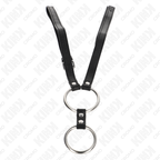 KINK - DOUBLE METAL COCK RING 3.8 CM TO 5 CM WITH LEATHER BELT 112 CM