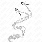 KINK - TRIPLE CHROME METAL COCK RING 3CM TO 4.5CM WITH 26CM METAL CHAIN AND NIPPLE CLAMPS