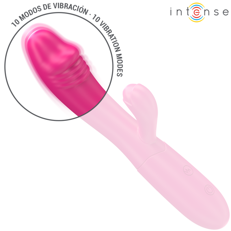 INTENSE - VIBRADOR FLEXIBLE IVY 10 VIBRACIONES CON LENGUA ESTIMULANTE ROSA