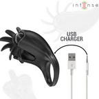 INTENSE - MABEL ANILLO VIBRADOR 10 VIBRACIONES CON ESTIMULADOR DE CLÍTORIS NEGRO