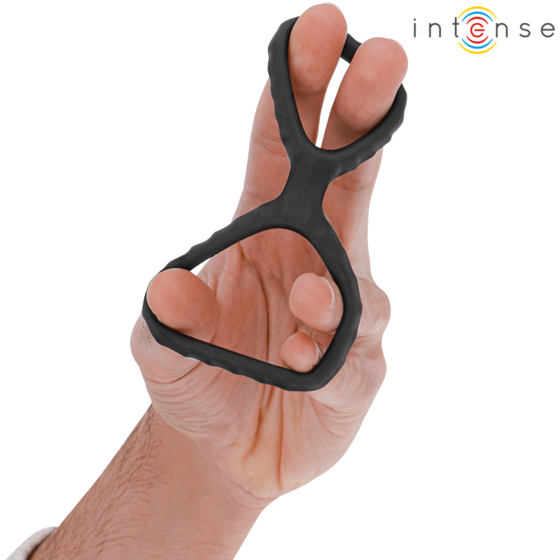 INTENSE - ANILLO PENEANO DOBLE DE SILICONA DEWEY NEGRO MODELO 2