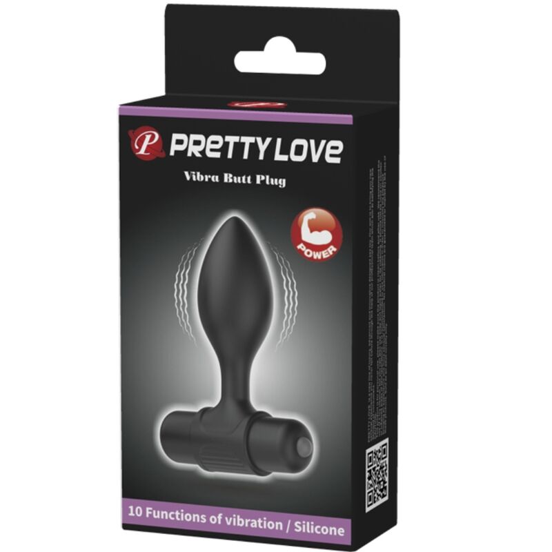PRETTY LOVE - VIBRA BUTT 10 VIBRACIONES TAPÓN ANAL NEGRO