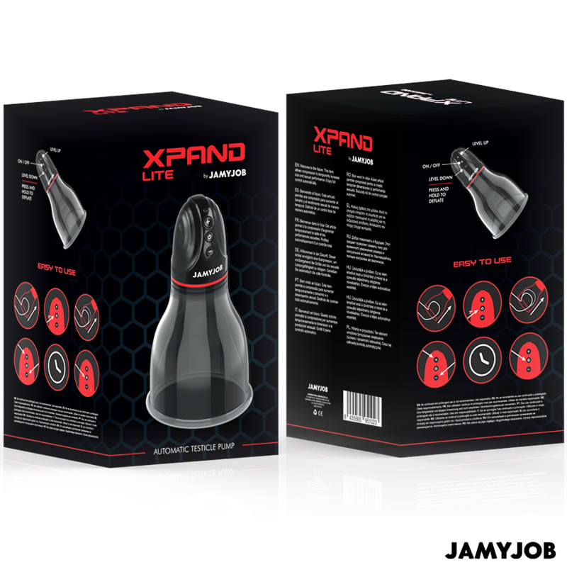 JAMYJOB - BOMBA DE TESTÍCULOS AUTOMÁTICA XPAND LITE, 3 NIVELES DE SUCCIÓN, GRIS