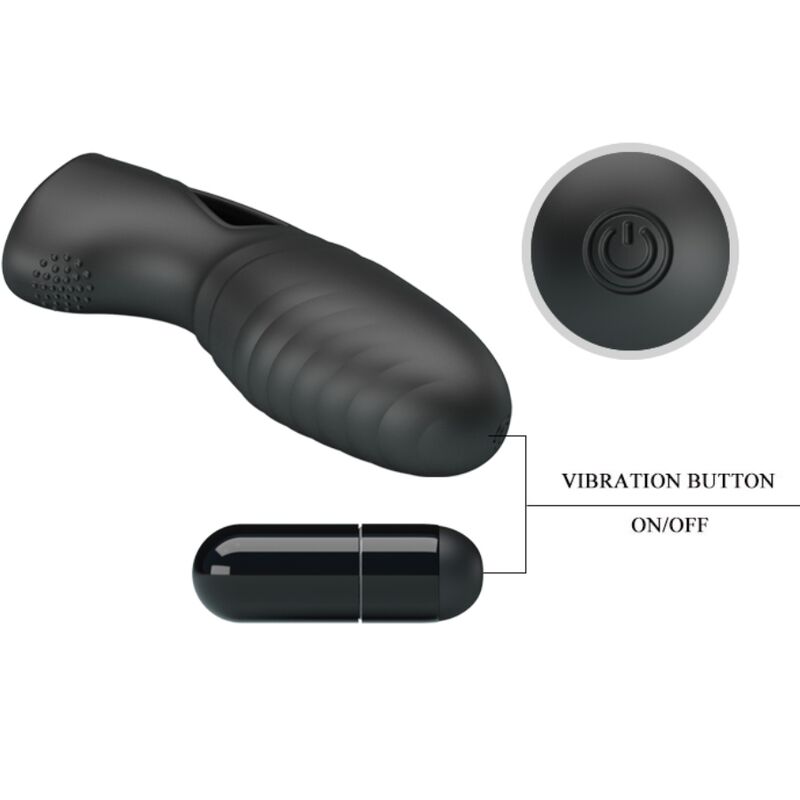 PRETTY LOVE - ALAN VIBRADOR DE DEDOS DE SILICONA NEGRO