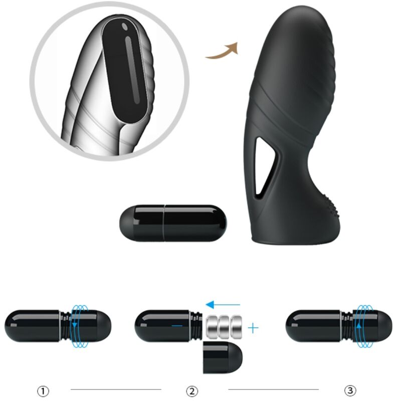 PRETTY LOVE - ALAN VIBRADOR DE DEDOS DE SILICONA NEGRO
