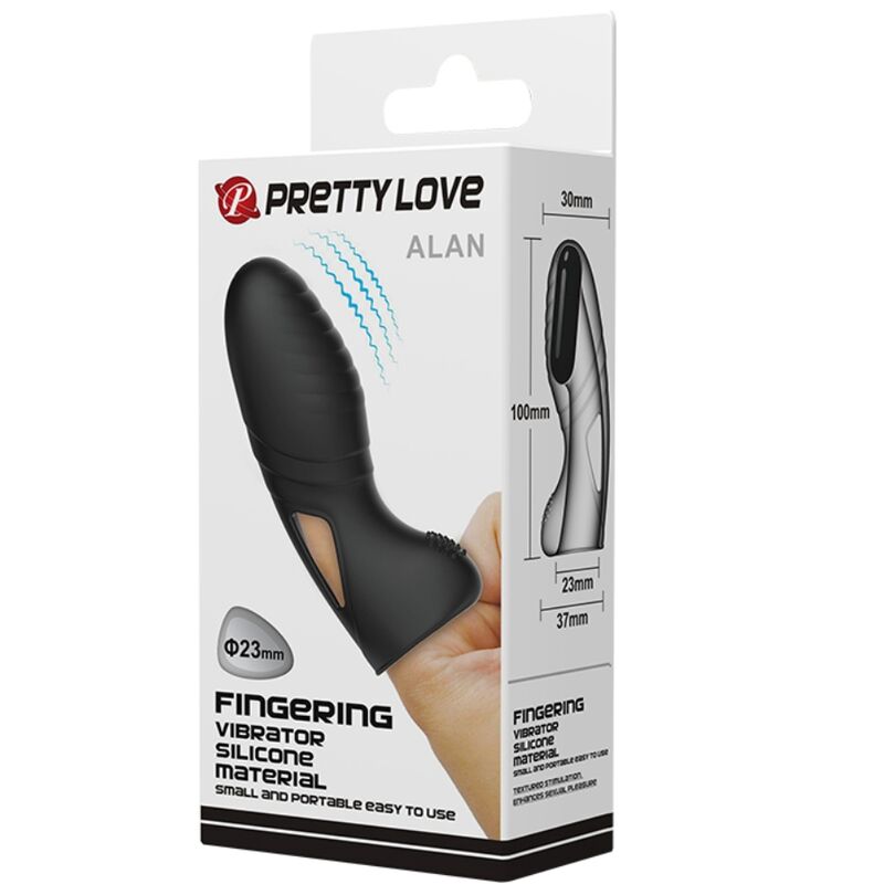 PRETTY LOVE - ALAN VIBRADOR DE DEDOS DE SILICONA NEGRO