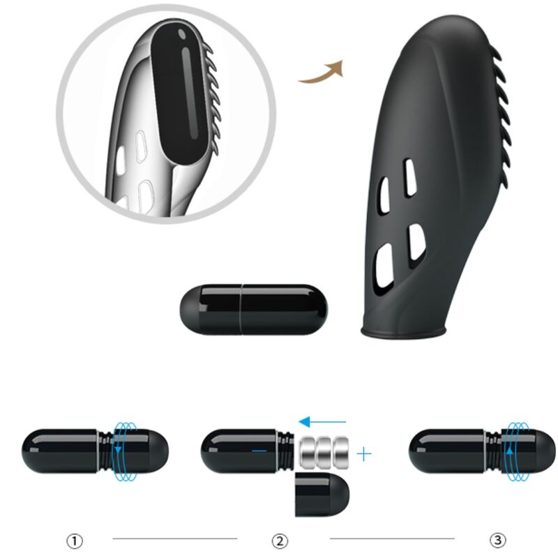 PRETTY LOVE - VIBRATEUR DOIGT EN SILICONE GILO NOIR